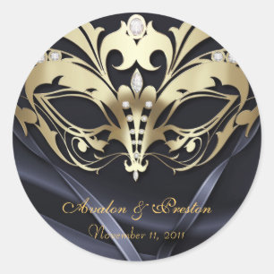 Sticker Mariage noir masqué or
