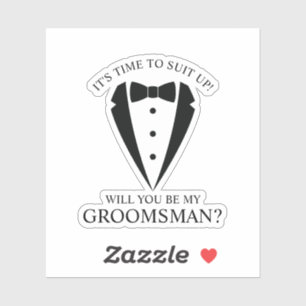 Sticker Mariage noir Tuxedo Suit Groomsman Proposition