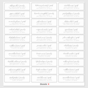 Sticker Mariage Nom d'invité Adresse Moderne Simple Chic