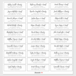 Sticker Mariage Nom d'invité Adresse Simple Moderne Chic