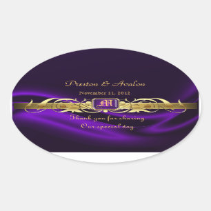 Sticker Mariage ovale en soie violette