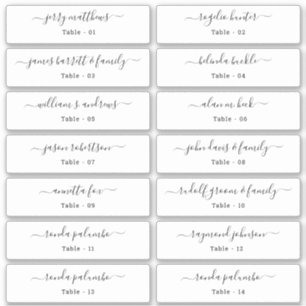 Sticker Mariage Place Card Nom de l'invité Numéro de table