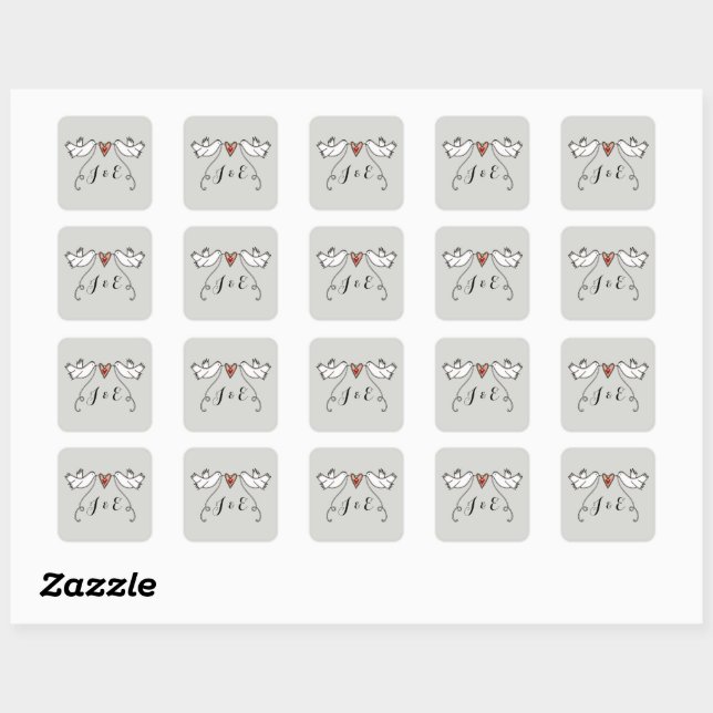 Sticker Mariage pour colombes blanches personnalis (Feuille)