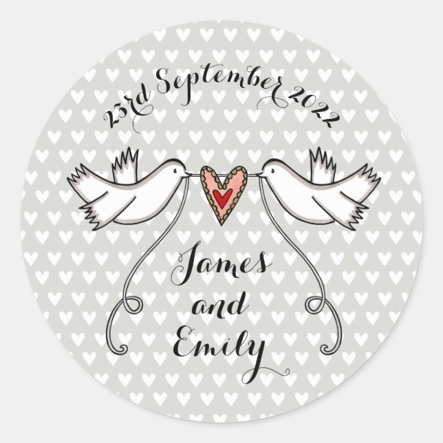 Sticker Mariage pour colombes blanches personnalis (Devant)