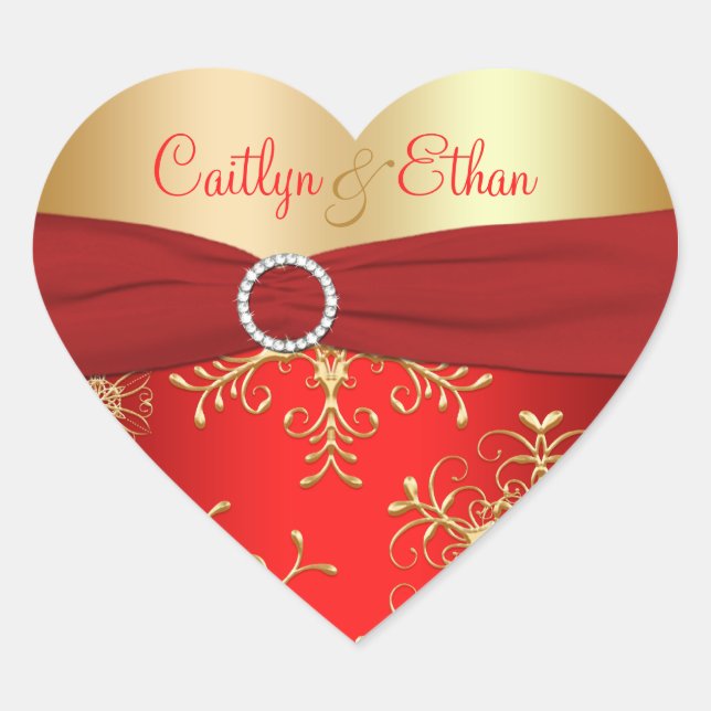 Sticker Mariage pour les flocons rouges et or (Devant)