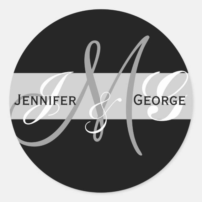 Sticker Mariage pour trois lettres Monogrammes Ini (Devant)