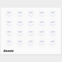 Sticker Mariage rond bleu Dusty