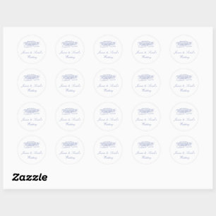 Sticker Mariage rond bleu Dusty