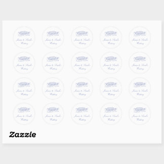 Sticker Mariage rond bleu Dusty
