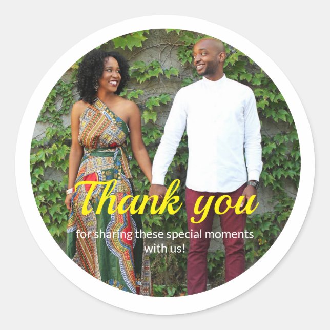 Sticker Mariage rond Merci (Devant)