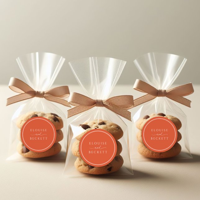 Sticker Mariage rond orange brûlé minimal (Créateur téléchargé)