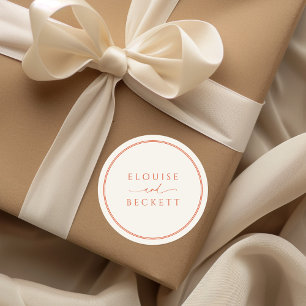 Sticker Mariage rond pour typographie orange moder