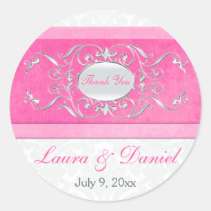 Sticker Mariage rose, blanc et gris de 1,5 po
