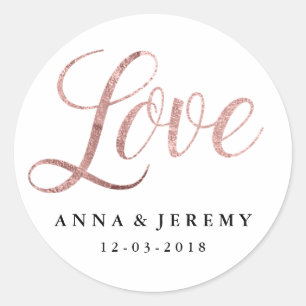 Sticker Mariage Rose d'or Love