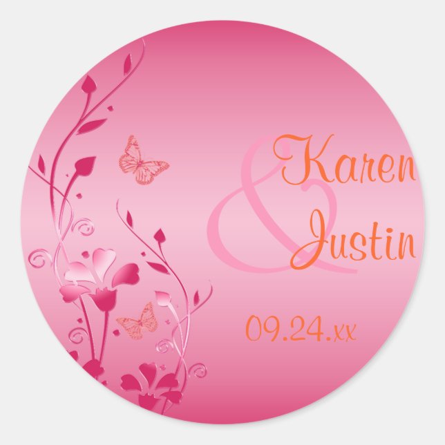 Sticker Mariage rose et orange (Devant)
