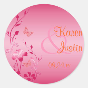 Sticker Mariage rose et orange