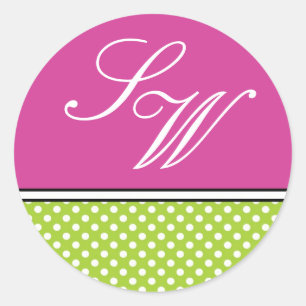 Sticker Mariage rose et point vert