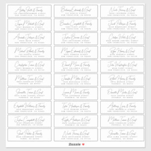 Sticker Mariage Simple Moderne Chic Invité Noms et Adresse
