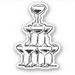 Sticker Mariage tour Champagne Retro
