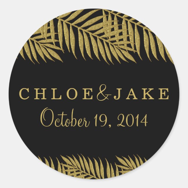 Sticker Mariage Tropical Gold Palm Tree (Devant)