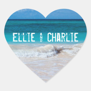 Sticker Mariage Tropical Ocean Beach Sand Heart