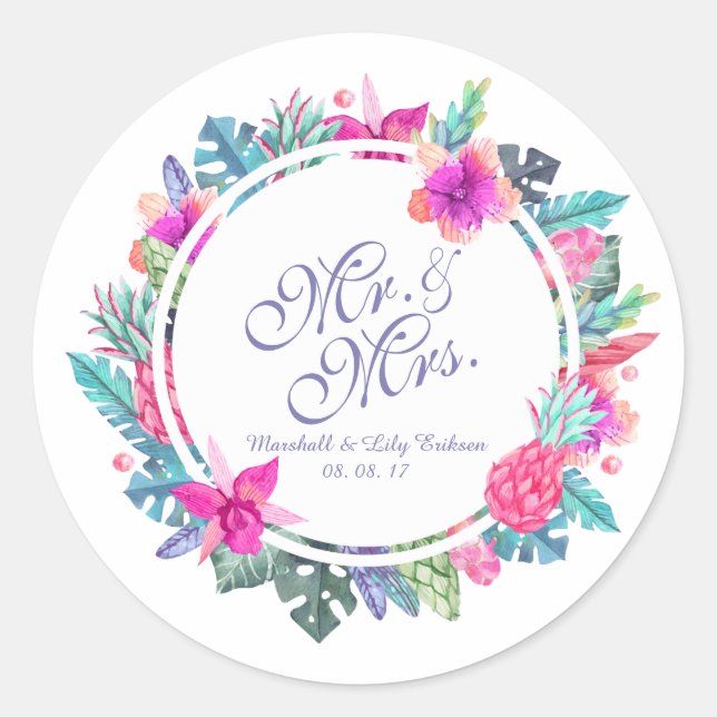 Sticker Mariage tropical personnalisé (Devant)