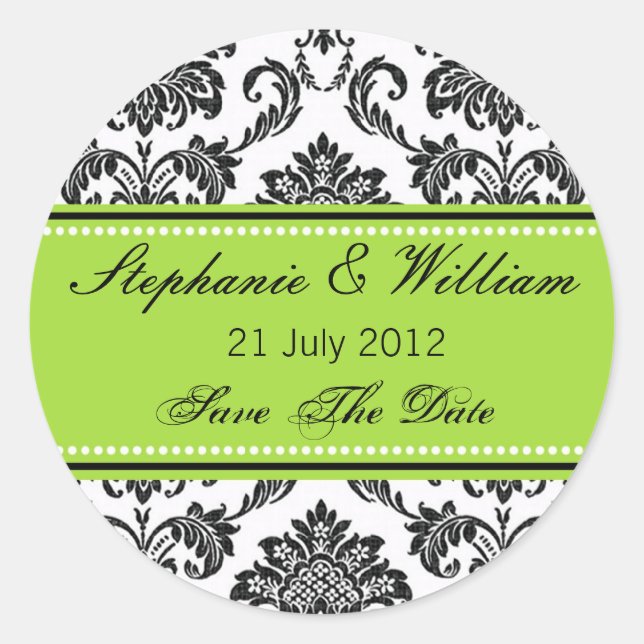 Sticker Mariage vert Damask (Devant)