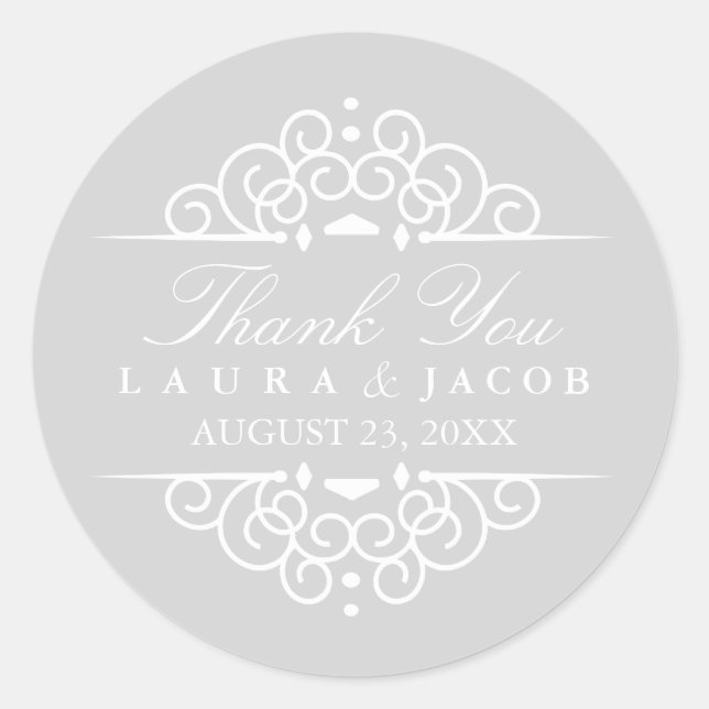 Sticker Mariage Vintage Gris et Blanc (Devant)