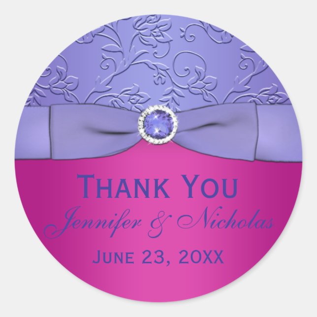 Sticker Mariage violet RIBBON Fuchsia IMPRIMÉ (Devant)