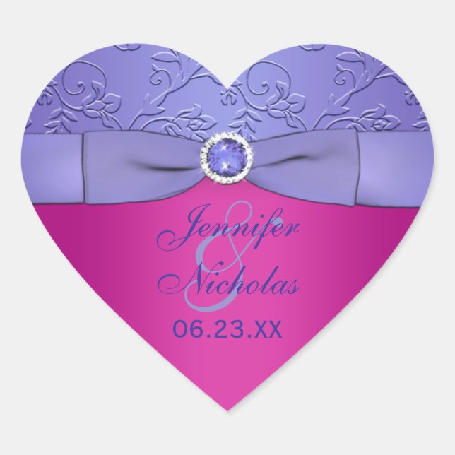 Sticker Mariage violet RIBBON Fuchsia IMPRIMÉ (Devant)
