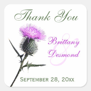 Sticker Mariage violet, vert, blanc de chardon 1,5