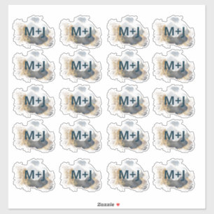 Sticker Mariages considérants bleu et or faveur