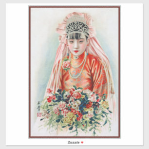 Sticker Mariée en rouge au Mariage chinois à Shanghai