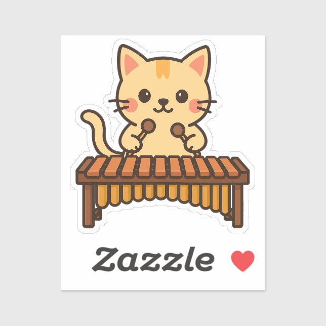 Sticker Marimba Mallet Cat Art (Feuille)