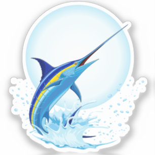 Sticker Marlin Bleu Jaillissant de l'Océan