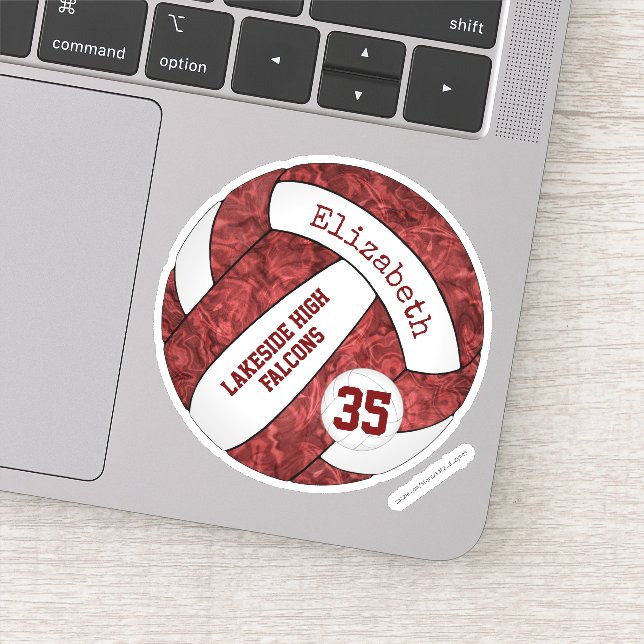 Sticker maroon filles volleyball w nom de l'équipe scolair (Détail)
