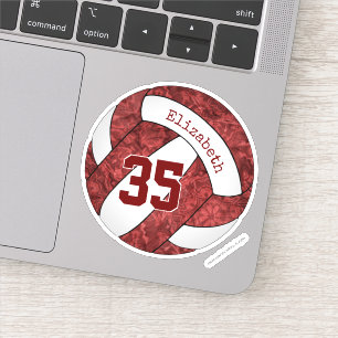 Sticker maroon girls volleyball équipe couleurs nom