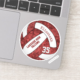 Sticker maroon girls volleyball w nom de l'équipe scolaire
