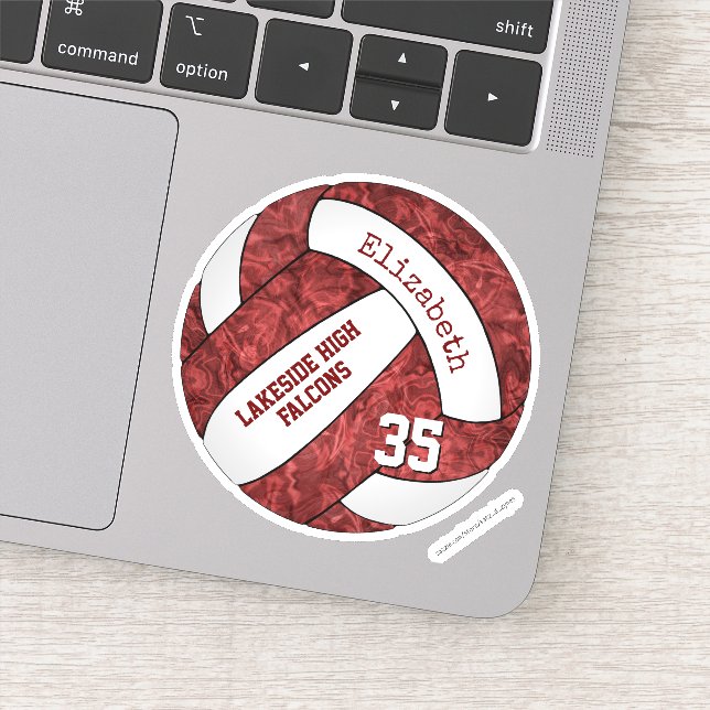 Sticker maroon girls volleyball w nom de l'équipe scolaire (Détail)