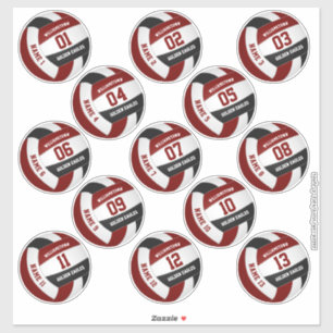 Sticker maroon noir 13 joueurs personnalisés noms volleyba