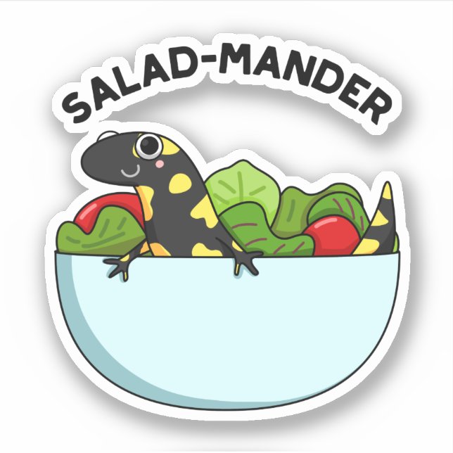 Sticker Marque de salade Funny Salamander Animal Pun (Devant)