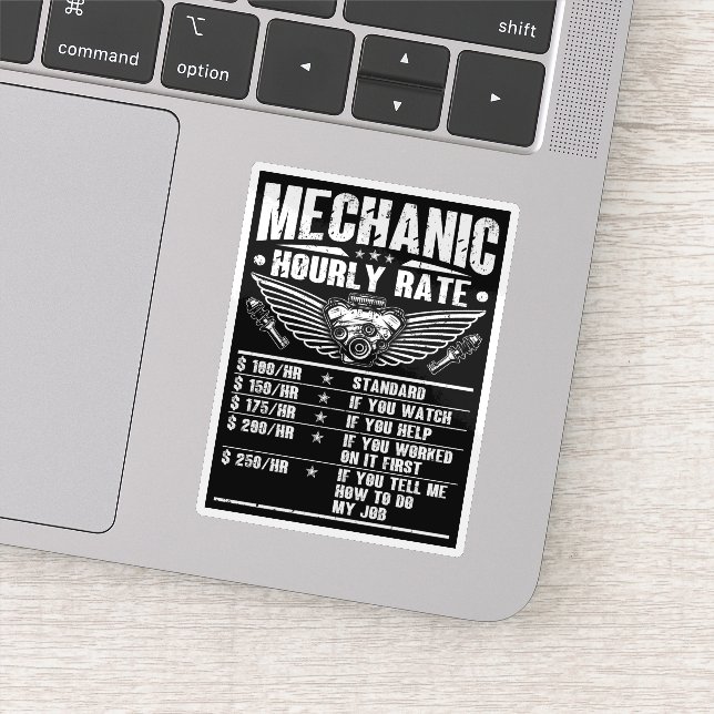 Sticker Marrant mécanicien taux horaire Auto voiture mécan (Détail)