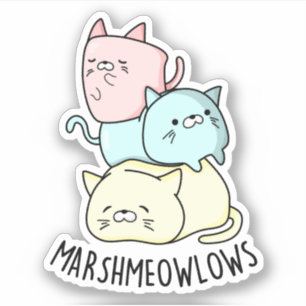 Sticker Marsh-meow-low Funny Chat Marshmallow Pun
