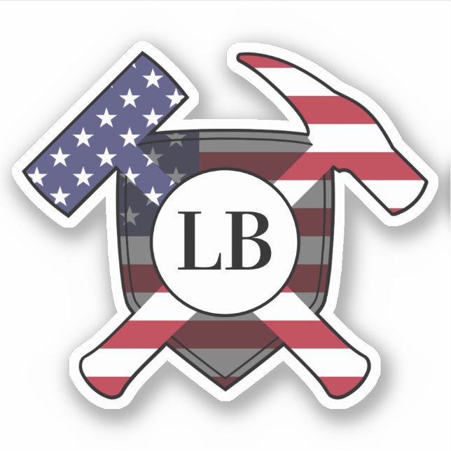 Sticker Marteaux de géologue avec vos initiales sur un Vin (Devant)