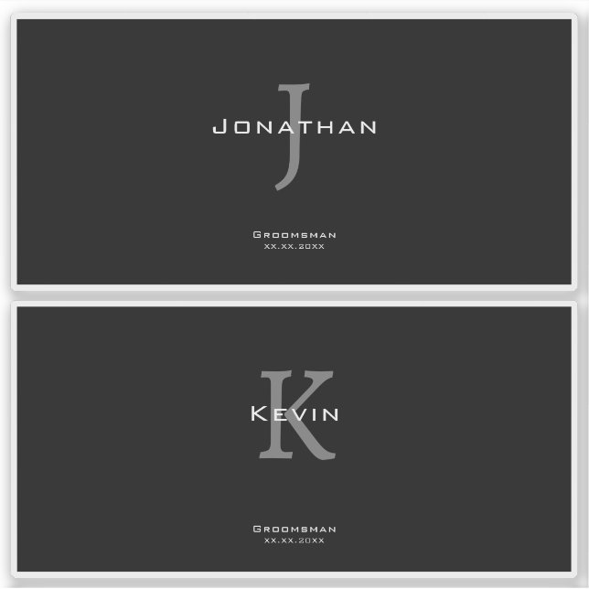 Sticker Masculine Black and White  Initial + Name Monogram (Devant)
