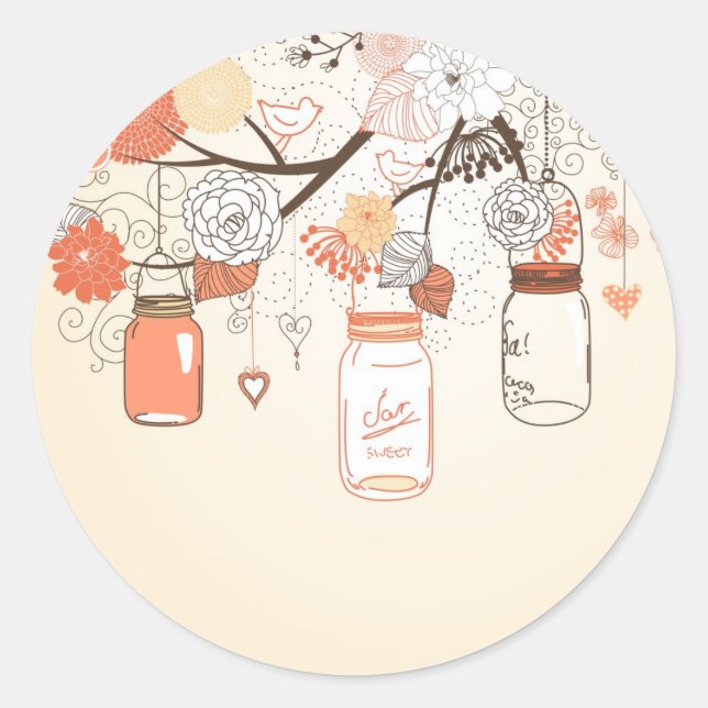 Sticker Mason Jar Pays Orange (Devant)