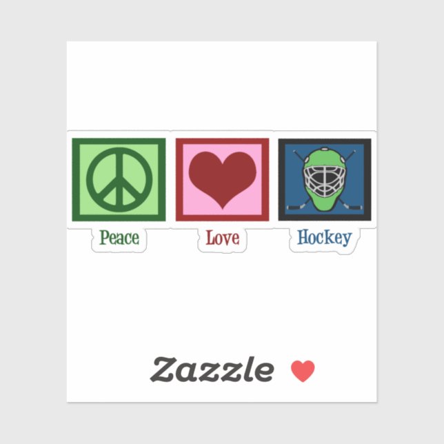 Sticker Masque de hockey Peace Love (Feuille)