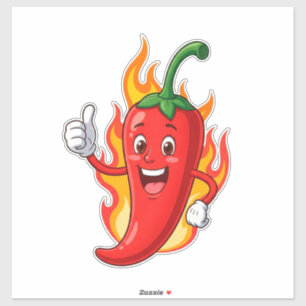 Sticker Masque de poivre de feu de dessin animé avec visag