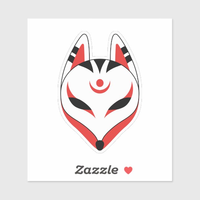 Sticker Masque japonais Kitsune Fox (Feuille)