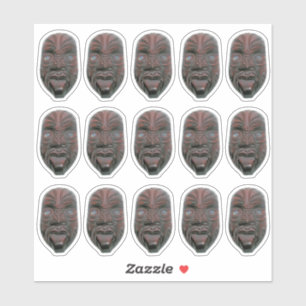 Sticker Masque Maori sculpté